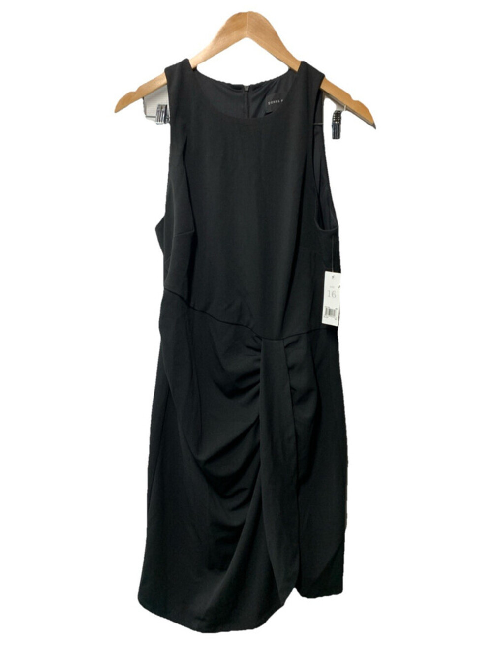 Donna Morgan Womens D8070M Sleeveless Short Dress Size 16 Black for Casual Party